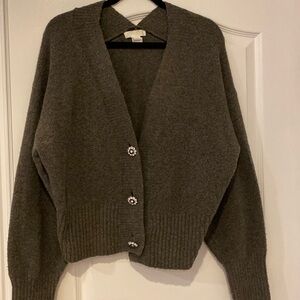 H&M jewel button sweater cardigan Acrylic green earth tones Sz S